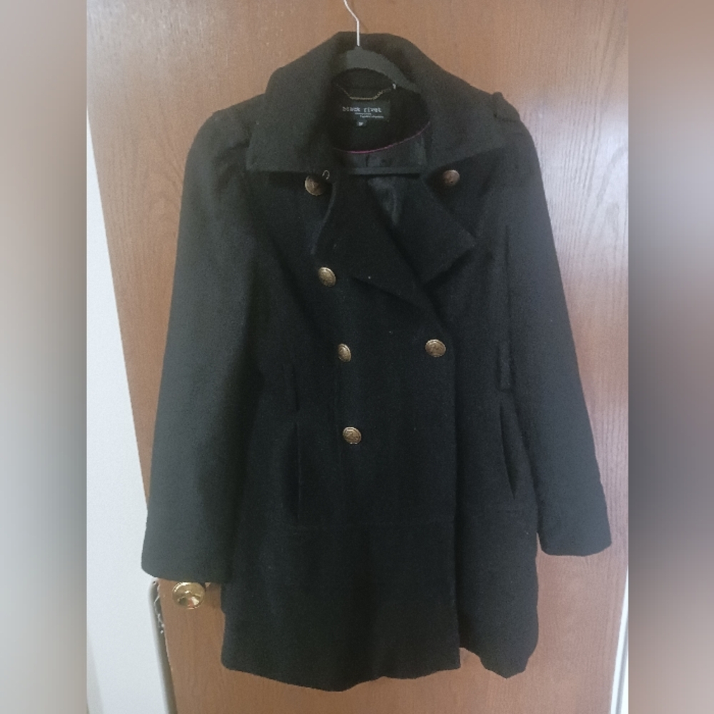 Black Rivet Medium Womans Pea Coat